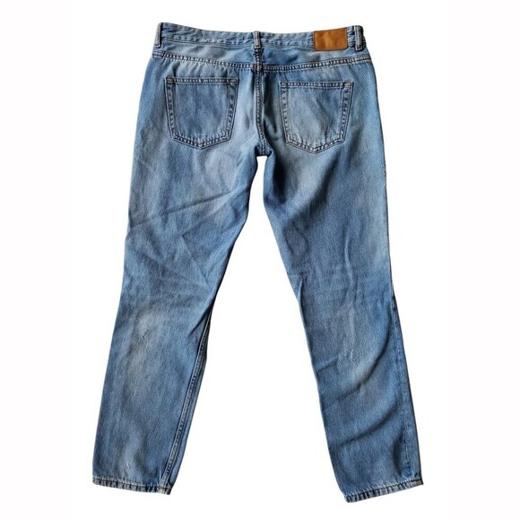 Zara Woman Medium Rise Relaxed Fit Distressed Soft Jeans 100% Cotton Size 8 - Picture 3 of 16